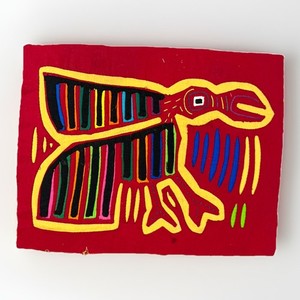 VTG Kuna Mola Hand Sewn Art Textile Fabric Folk Fabric Eagle Bird Quilt Block