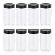 5oz/ 150ml Round Plastic Jars with Black Screw Top Lid for Storage 8Pcs