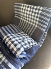 Full Queen Duvet Comforter Cover 1 Sham Set Cotton Flannel Blue Plaid HD Designs