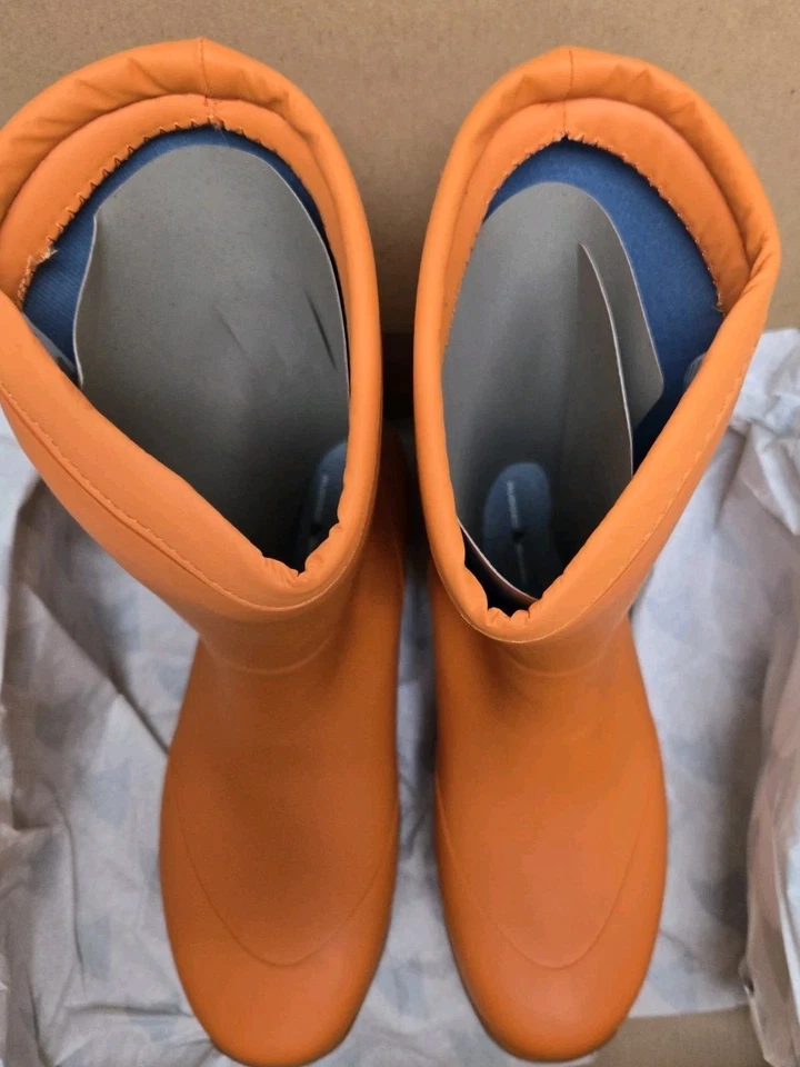 RUGGED SHARK Hombres Talla 12 Grandes Botas de Pesca Blancas Botas de Cubierta Impermeables Naranja Foto 4 de 4