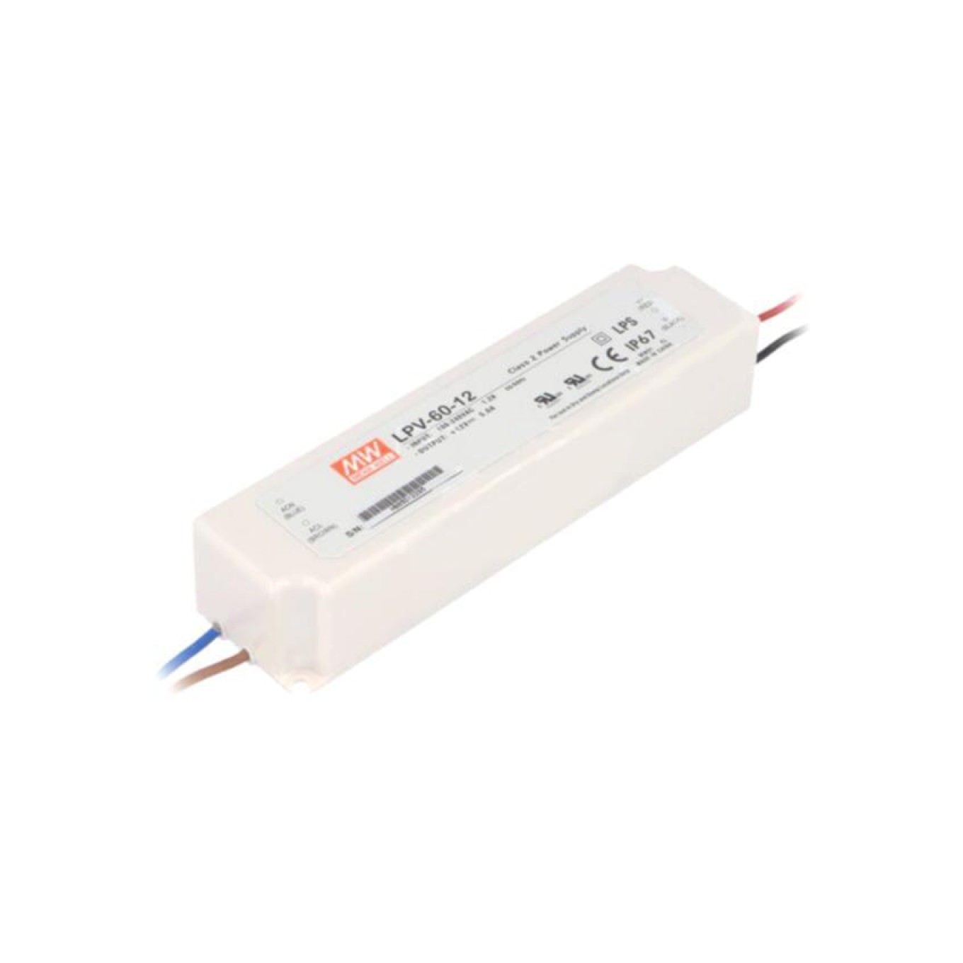 Switching Power Supply, LED, 60W, 12VDC, 5A, 90264VAC LPV-60-12
