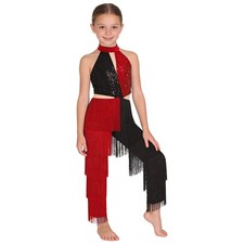 Kids Girls Jumpsuit Halter Dancewear Jazz Bodysuit Stage Practice Cutout Back