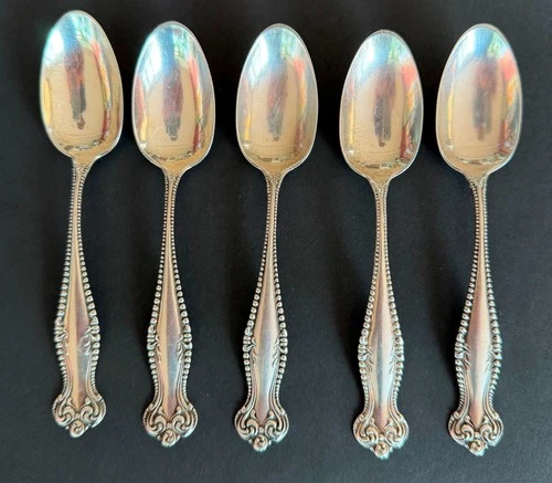 TOWLE STERLING SILVER ~ CANTERBURY ~ LOT OF 5 TEASPOONS ~ 1893 ~ 105 GRAMS