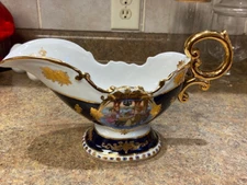 Vintage Elegant L.F. Porcelian Decorative P.R.C. Gravy Boat 12" Long X 4.5" Wi