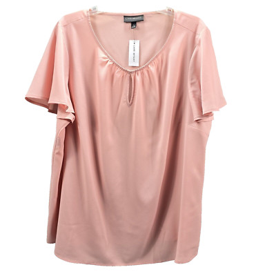 Lane Bryant Woman Short Sleeve Coral (Peach) Lightweight Blouse Top Short S Size