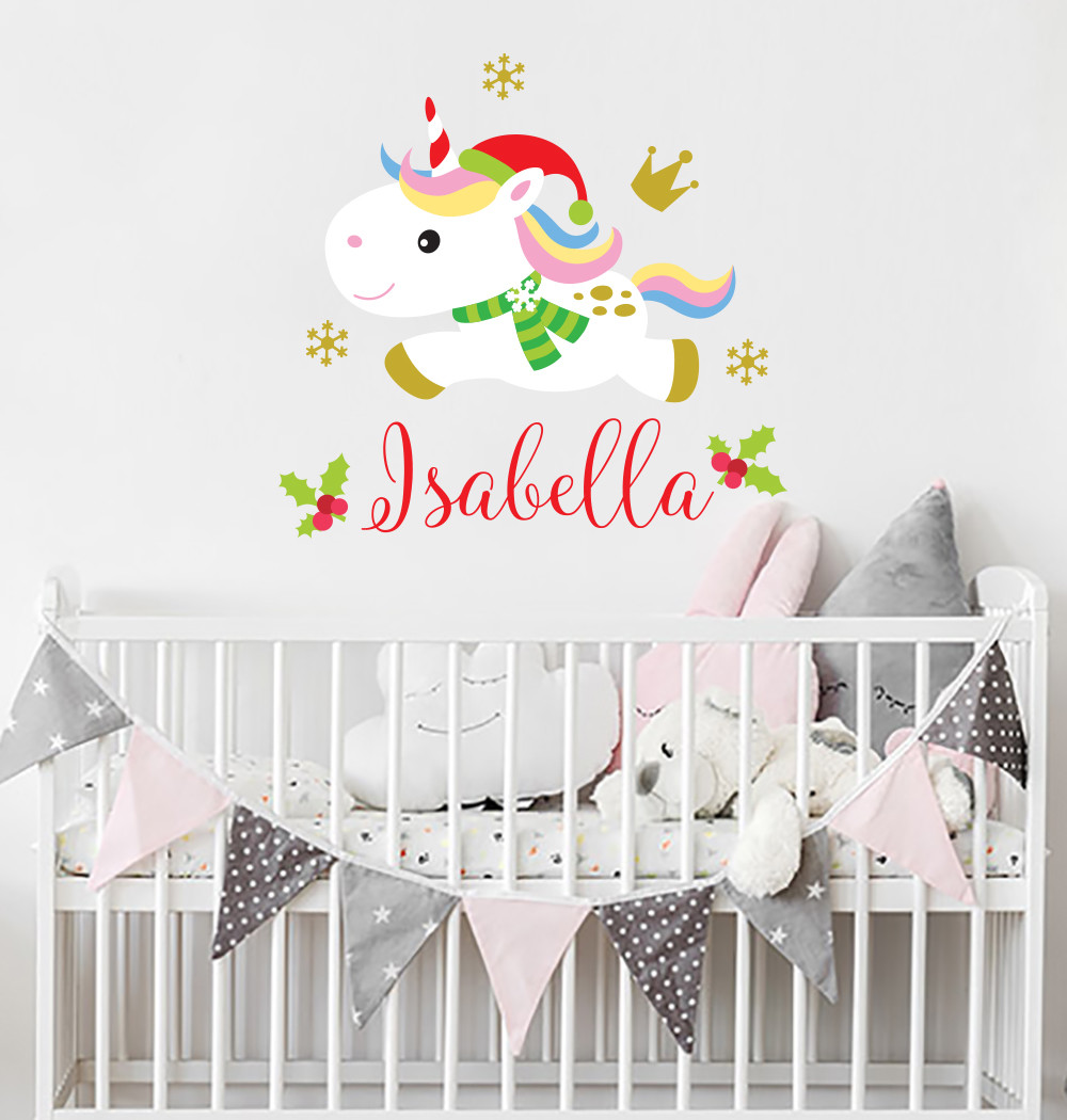 New ♥︎︎∗︎*゜ unicorn（ユニコーン） Girls Name Unicorn Christmas Wall Decal. Unicorn Gift. Kids