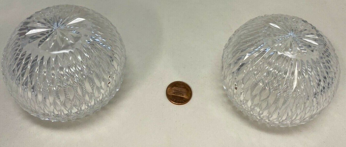 Pair of STC EXCEPTIONALY CUT GLASS Candle Votives 3" with a 1 1/4