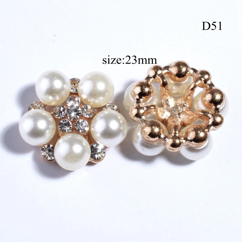 15PCS 23MM Newborn Silver Rhinestone Button Wedding Wine Pearls Decoration Cloth - Image 2 of 2