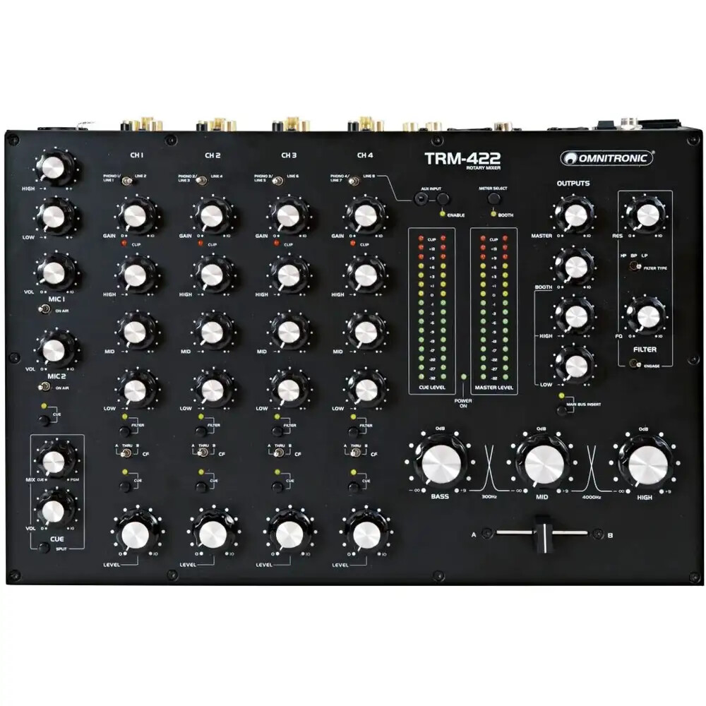 OMNITRONIC TRM 422 mixer rotativo dj rotary 4canali professionale kill cut NUOVO
