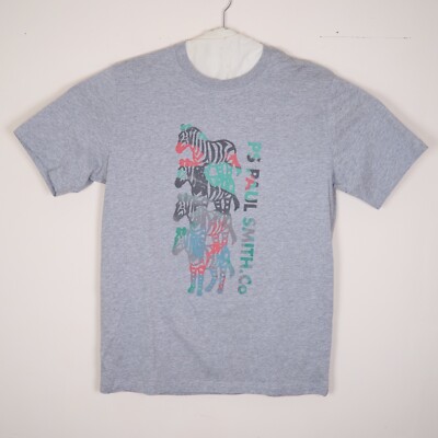 PS Paul Smith Herren grau Zebra bedruckt Kurzarm Rundhalsausschnitt T-Shirt Small