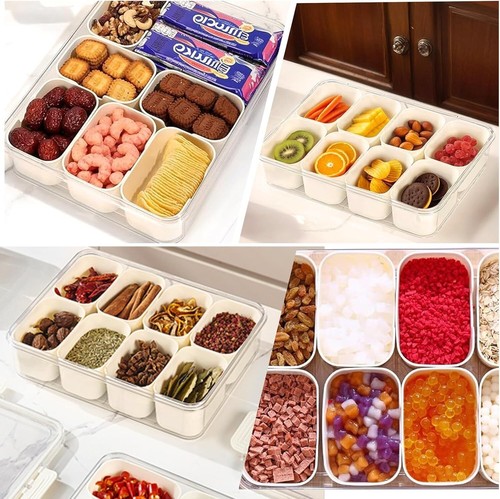 Snackbox-Behälter mit Deckel und Griff geteiltes Serviertablett (8 Fächer) - Bild 4 von 14