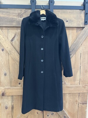 Kristen Blake Black Trench Coat Women's Sz 10 Wool Cashmere - Main Image