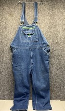 Farm Used Liberty Men's Blue Denim Utility Outdoor Bib Overalls Distressed 44x25