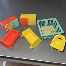 Vintage Fisher Price Little People Nursery Baby Items Lot Playpen Highchair Crib