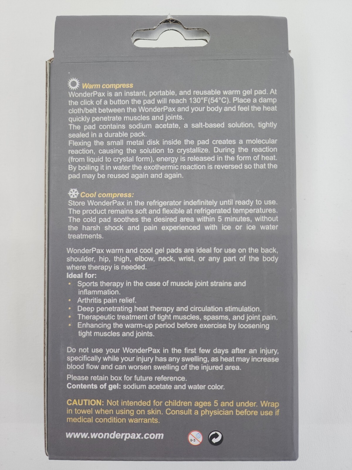 The Wonder Pax Square Hand Pads - Reusable Cool/Warm Gel Pads - Orange - 4 Pack