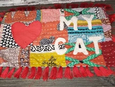 Love My Cat Throw Pillow Cover 11x18 Patchwork Multicolor Red Tassel Rectangle