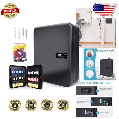 Secure Wall-Mounted Key Organizer with 120 Slots and Combination Lock - Black