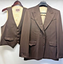 VTG  LASSO MONTGOMERY TAILORED WESTERN WEAR VEST & BLAZER SPORTS COAT MEN'S 44 L