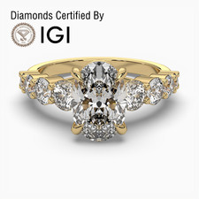 IGI, 2.00 CT, Solitaire Lab-Grown Oval Diamond Engagement Ring, 18K Yellow Gold