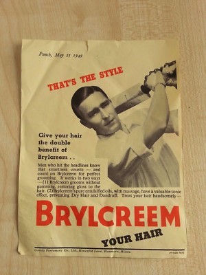 Vintage Brylcreem Werbung süß aus der Zeitschrift ''Gib deinem Haar den doppelten Nutzen.''