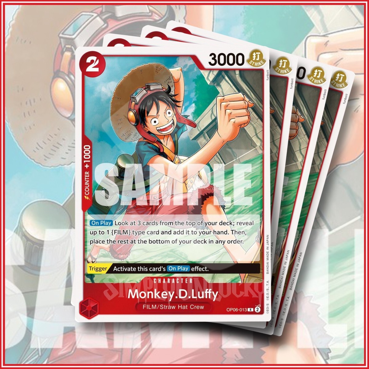 ONE PIECE TCG: Monkey.D.Luffy OP06-013 x4 Rare | Wings of the