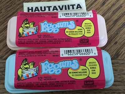 Eggums Leaf Confections Bubble Gum Egg Cartons 1985 Scarce Toronto Canada Issue