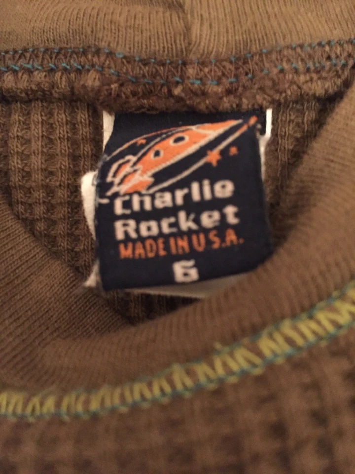 2 camisetas térmicas de manga larga de algodón tejido gofre Charlie Rocket para niños talla 6 Foto 3 de 4