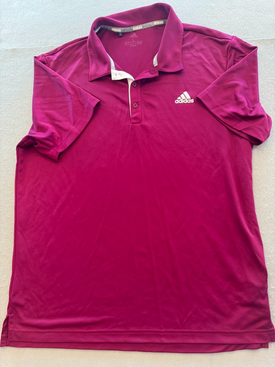 Adidas Golf Polo Shirt Men's Large Magenta Logo Activewear Collared Casual  Knit