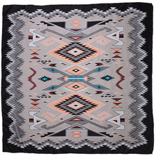 Wyoming Traders Wild Rag Southwest Silver Peach 100 Silk Scarf - 34.5"