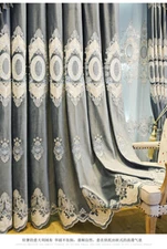 flannelette embroidery blue thick vevet cloth curtain tulle valance drape C1268