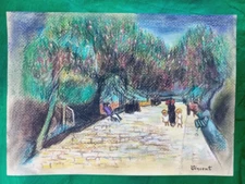 Vincent Van Gogh (Handmade) Mixed Media Paper Drawing Signed and Stamped