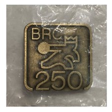 Vintage Belt Buckle, Bowling Brunswick BRC 250 High Score, Brass 2" Square, NOS