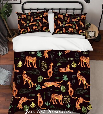 3D Tiger Leaves Pattern Quilt Cover Set Bedding Sets Pillowcases Queen