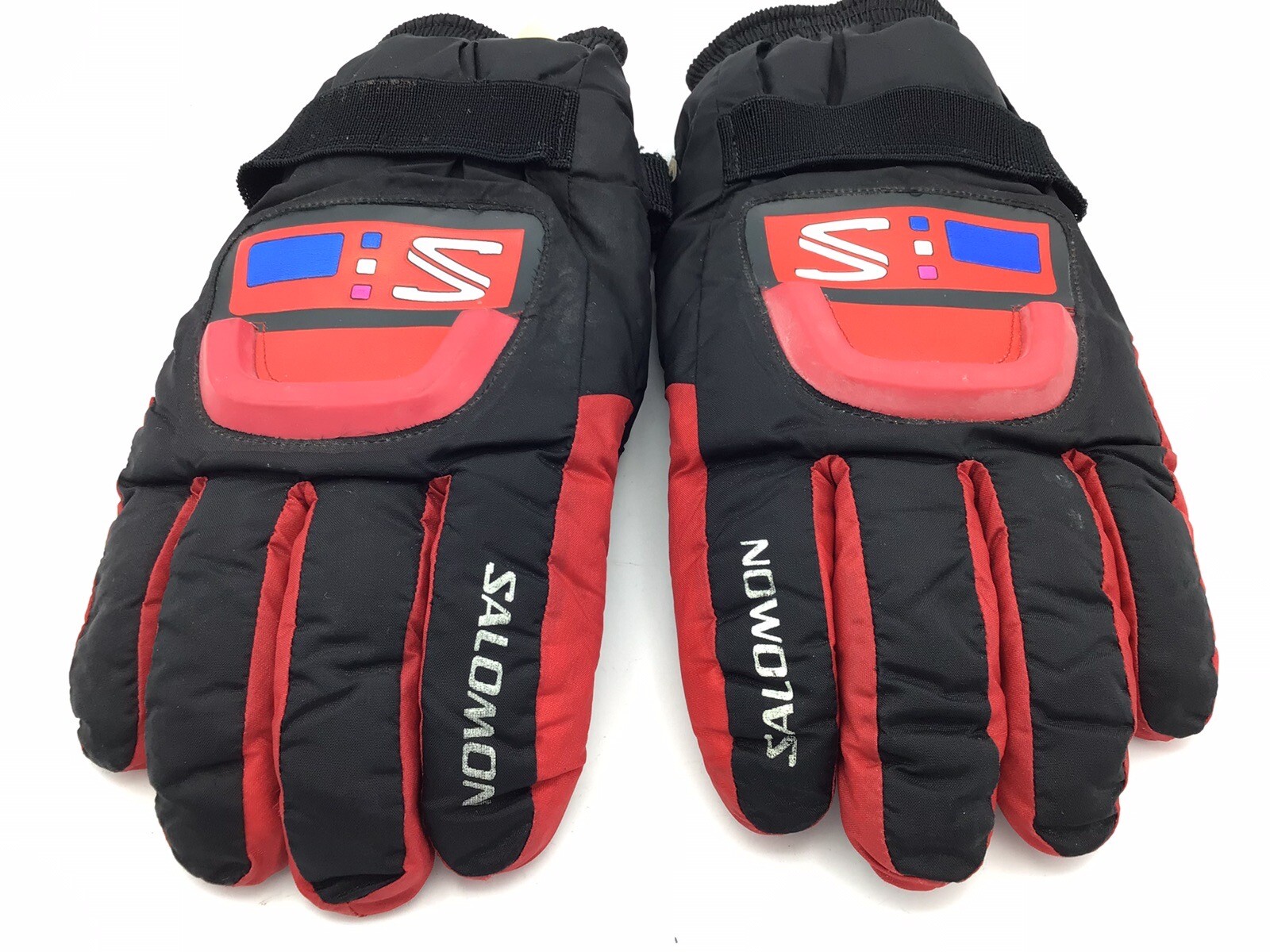 Guanti da sci vintage Salomon taglia junior large gioventù nero rosso d3