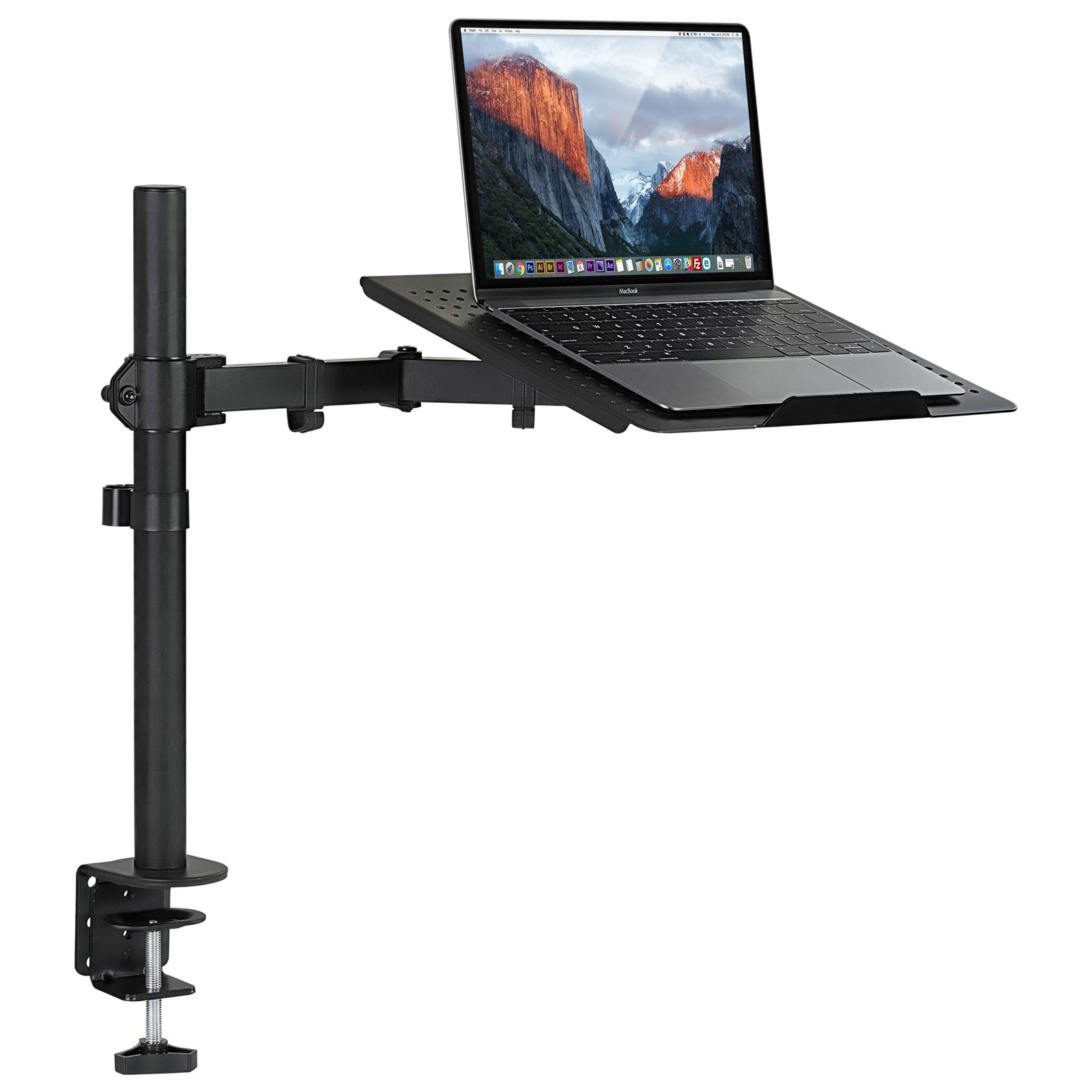 Full Motion Heavy-Duty Adjustable Laptop Desk Mount with Vented Tray-image