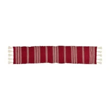 Mud Pie Home Christmas Red Stripe Ponchaa Woven Table Runner 18" by 90" Long