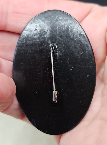 Broche prendedor vintage ruso pintado a mano Navidad invierno estrás firmado azul - Imagen 4 de 4