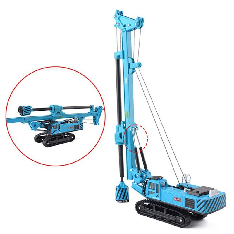 Rotary Drilling Rig Toy Model Metal Diecast Construction Vehicle Blue - Image 2 of 4