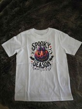 New Spooky Season Halloween Little Kids Unisex T-shirt Size S 6-7 White