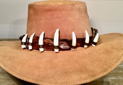 Genuine.Crocodile leather hatband 7 teeth Australian  made Cites Dundee