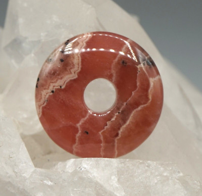 RHODOCHROSIT Donut ca 25 mm  Pi-Scheibe mit Lederband Extra Qualität b2