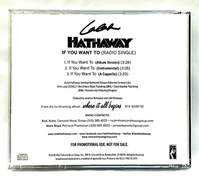 CD) Lalah Hathaway ‎– If You Want To (Radio Single), Promo, Single