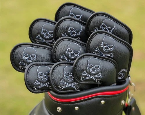 10x Synthetic Leather Golf Skull Iron Covers RH Magnetic Iron Club Headcover 4-X - Picture 2 of 6