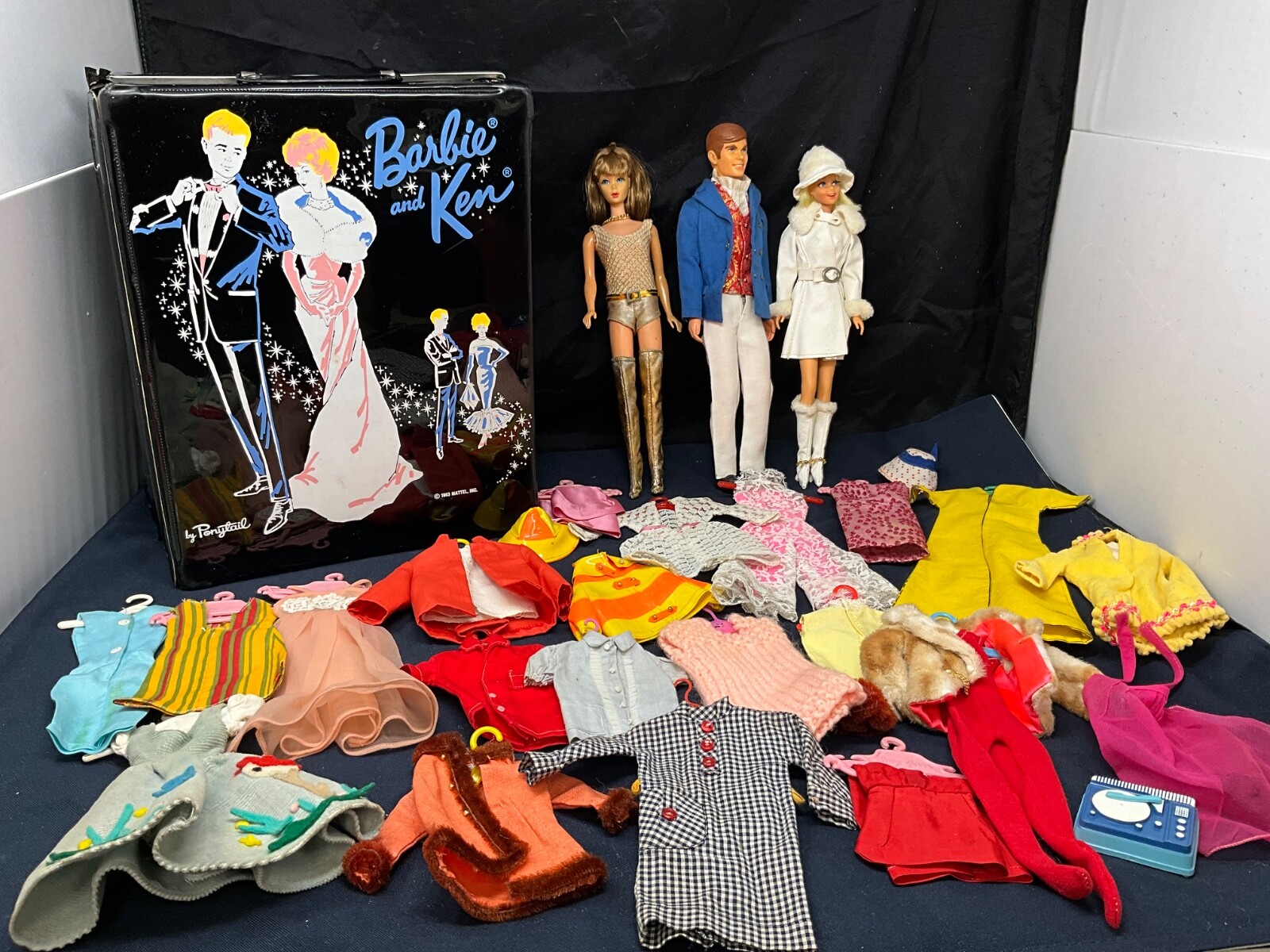 1963 Barbie and Ken with accessories and Showcase by Ponytail Barbie 1966