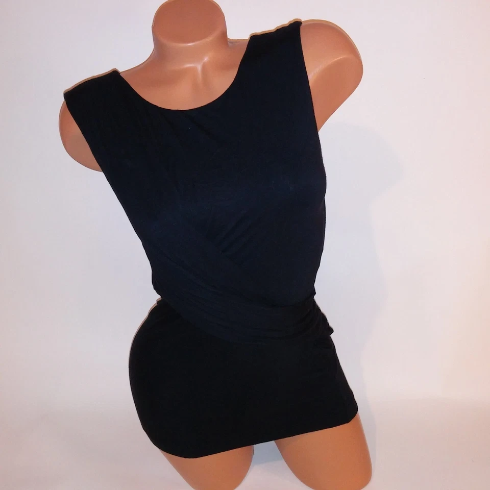 Free People We The Free Tank Top Small Solid Black Stretchy Twist Front - Image 2 of 4