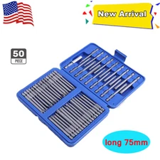 50Pcs Extra Long Security Bits Hex Torx Star Spline Flat Screwdriver Bit Box Set