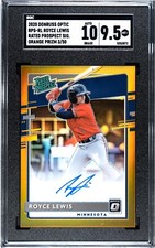 2020 Donruss Optic Royce Lewis ORANGE PRIZM /50 SGC 9.5 w/10 AUTO (3/50)