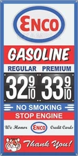 ENCO GAS STATION PRICE PER GALLON OLD PUMP SIGN REMAKE ALUMINUM SIZE OPTIONS