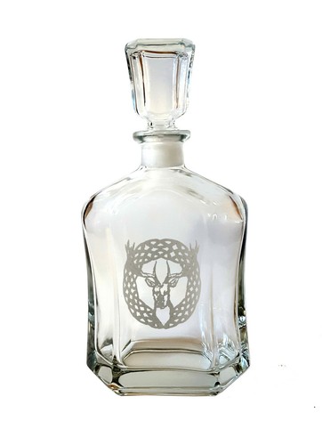 Celtic Stag Glass Decanter & Rocks Glass Set, Free Personalized Engraving - Picture 3 of 8