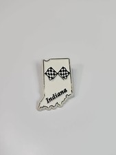PLASTIC Indiana Travel Souvenir Pin Map Shape Black & White Colors Flags